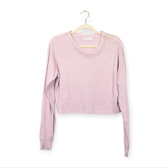 John Elliott Lilac Lightweight Cotton Cropped Long Sleeve Tee - Picture 1 of 7